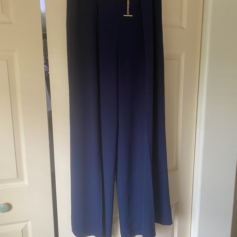 Ralph Lauren Women's Size 10 Blue Pleated Wide-Leg Pants Casual $375